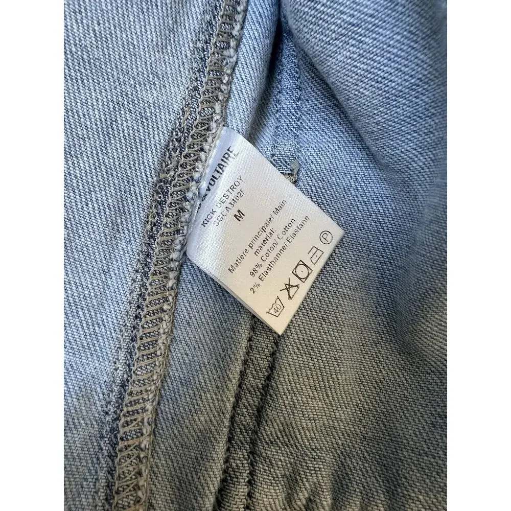 ZADIG & VOLTAIRE Kick Destroy Zip Jacket Jacket Patchwork Pockets Womens Size M - Picture 4 of 8